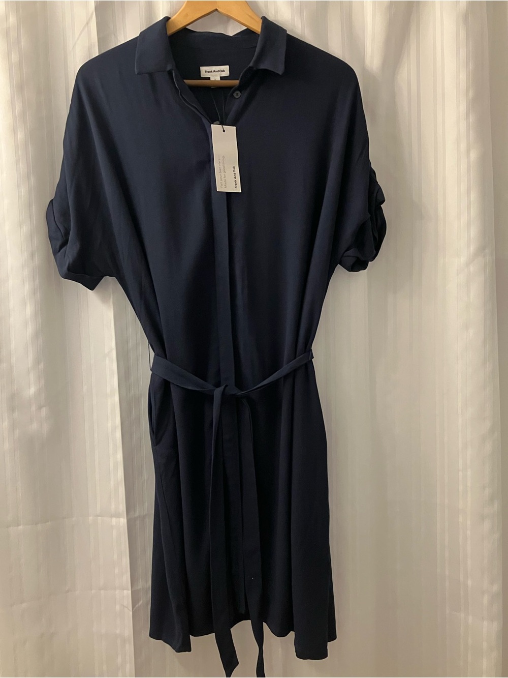 NWT Frank and Oak Navy Shirt Dress with Self Tie